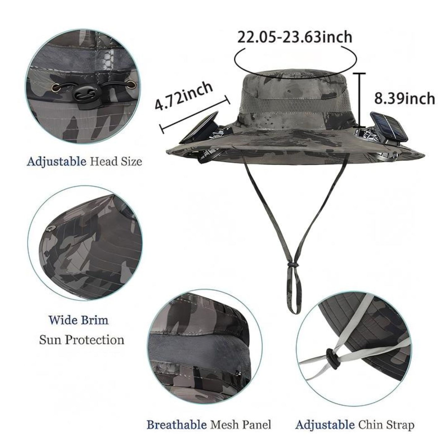 Outdoor Solar Fan Hat