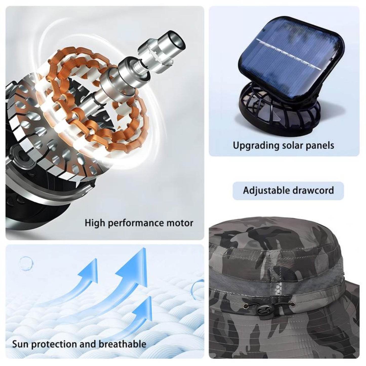 Outdoor Solar Fan Hat
